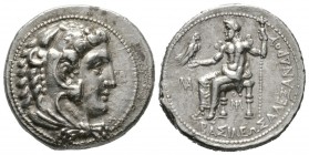 Kings of Macedon, Alexander III ‘the Great’ (336-323 BC), Tetradrachm, Myriandros or Issos, c. 324/3-323 BC, 17.11g, 29mm. Head of Herakles left, wear...