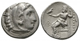 Kings of Macedon, Philip III Arrhidaios (323-317 BC), Drachm, in the name of Alexander III, Kolophon, c. 322-319 BC, 4.06g, 17mm. Head of Herakles rig...