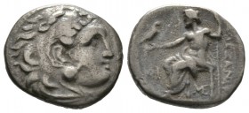 Kings of Macedon, Philip III Arrhidaios (323-317 BC), Drachm, in the name of Alexander III, Miletos, c. 323-319 BC, 4.01g, 16mm. Head of Herakles righ...