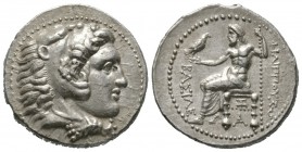 Kings of Macedon, Philip III Arrhidaios (323-317 BC), Tetradrachm, Laodicea ad Mare, c. 323-317 BC, 17.14g, 28mm. Head of Herakles right, wearing lion...