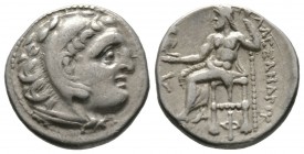 Kings of Macedon, Antigonos I Monophthalmos (Strategos of Asia or King, 320-301 BC), Drachm, in the name and types of Alexander III, Kolophon, c. 310-...