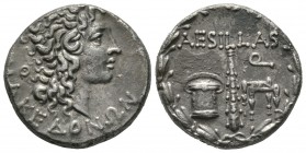 Macedon, Roman Province, Aesillas, Quaestor, c. 95-70 BC, Tetradrachm, Uncertain mint, 16.38g, 26mm. Head of the deified Alexander the Great right; Θ ...