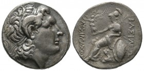 Kings of Thrace, Lysimachos (305-281 BC), Tetradrachm, Sardes(?), 297-287 BC, 16.87g, 29mm. Diademed head of the deified Alexander right, with horn of...