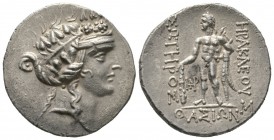 Islands of Thrace, Thasos, c. 90-75 BC, Tetradrachm, 16.48g, 32mm. Wreathed head of young Dionysos right / Herakles standing facing, head left, holdin...