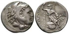 Aitolian League, c. 238-228 BC, Tetradrachm, Attic standard, 13.97g, 28mm. Head of Herakles right, wearing lion skin / Aitolos, wearing kausia, seated...