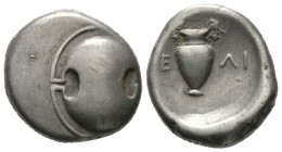 Boeotia, Thebes, c. 395-338 BC, Stater, Peli-, magistrate, c. 379-368 BC, 11.87g, 23mm. Boeotian shield / Amphora; [Π]E-ΛI across central field; all w...