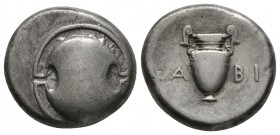 Boeotia, Thebes, c. 395-338 BC, Stater, Kabi-, magistrate, c. 368-364 BC, 11.95g, 21mm. Boeotian shield / Amphora; KA-BI across central field; all wit...