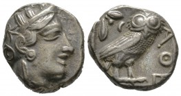 Attica, Athens, c. 454-404 BC, Tetradrachm, 16.96g, 23mm. Helmeted head of Athena right / Owl standing right, head facing; olive sprig behind; all wit...