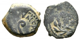 Judaea, Pontius Pilate, 26-36 CE, Prutah,, in the name of Tiberius, Jerusalem, 2.43g, 16mm. Lituus / [date] within wreath. Cf. RPC I 4968. Good Fine.