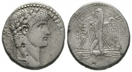 Nero (54-68), Seleucis and Pieria, Antioch, Tetradrachm, year 7 and year 109 of the Caesarean Era (AD 60/1), 14.73g, 25mm. Laureate bust right, wearin...
