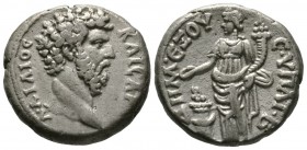 Aelius (Caesar, 136-138), Egypt, Alexandria, Tetradrachm, year 21 (136/7), 12.34g, 23mm. Bareheaded bust right / Homonoia standing facing, head left, ...