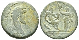 Antoninus Pius (138-161), Egypt, Alexandria, Drachm, regnal year 5 (AD 141/2), 21.69g, 33mm. Laureate head right / Nilus seated right before Euthenia,...