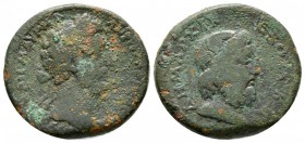 Marcus Aurelius (161-180), Cyrenaica, Cyrene(?), Æ, 20.10g, 28mm. Laureate head right / Head of Zeus-Ammon right. Cf. Sydenham, Caesarea 344 (Caesarea...