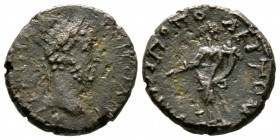 Commodus (177-192), Thrace, Philippopolis, Æ, 5.21g, 17mm. Laureate head right / Tyche standing left, holding rudder and cornucopia. RPC IV online 763...