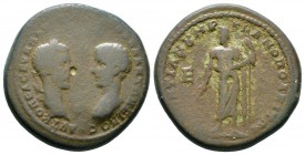 Macrinus and Diadumenian (217-218), Moesia Inferior, Marcianopolis, Pentassaria, Pontianus, magistrate, 16.89g, 28mm. Laureate head of Macrinus right ...