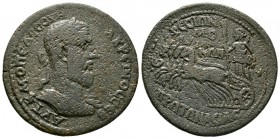 Macrinus (217-218), Ionia, Ephesus, Æ, 22.83g, 38mm. Laureate and cuirassed bust right / Artemis, holding long torch, standing left on quadriga of sta...