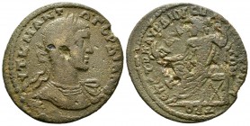 Gordian III (238-244), Ionia, Metropolis, Æ, Diogenes Rufos magistrate, 16.78g, 37mm. Laureate and cuirassed bust right, slight drapery / Zeus seated ...