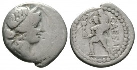 Roman Republic, Julius Caesar, Denarius, military mint traveling with Caesar in North Africa, Late 48-47 BC, 3.36g, 17mm. Diademed head of Venus right...