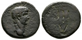 Augustus ? (27 BC-AD 14), time of Tiberius, c. AD 22-37, Æ Tessera, 6.97g, 19mm. Bare head right / Numeral incised. Buttrey -. Very fine.