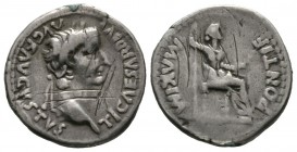 Tiberius (14-37), Denarius, “Tribute Penny” type, Lugdunum, 36-7, 3.65g, 19mm. Laureate head right / Livia (as Pax) seated right, holding sceptre and ...