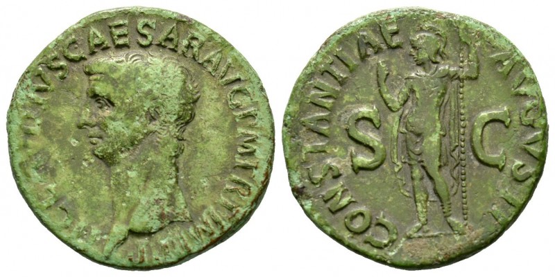 Claudius (41-54), As, Rome, 41-2, 9.91g. Bare head left / Constantia standing le...