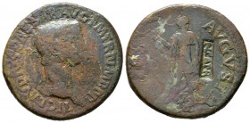 Claudius (41-54), Sestertius, Rome, 42-3, 28.66g, 37mm. Laureate head right / Spes advancing left, holding flower and raising hem of skirt; c/m: NCAPR...