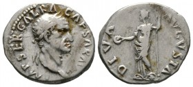 Galba (68-69), Denarius, Rome, 68/9, 3.23g, 18mm. Laureate head right / Livia standing left, holding patera and sceptre. RIC I 186; RSC 55. Very fine.
