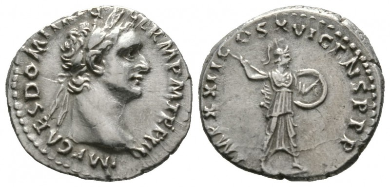 Domitian (81-96), Denarius, Rome, 92-3, 3.48g, 18mm. Laureate head right / Miner...