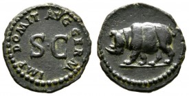 Domitian (81-96), Quadrans, Rome, c. 84-5, 2.41g, 16mm. Large SC surrounded by legend / Rhinoceros walking left. RIC II 250. Extremely fine, very good...
