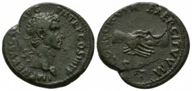 Nerva (96-98), As, Rome, AD 97, 12.56g, 22mm. Laureate head right / Clasped hands. RIC II 79. Good Very fine.