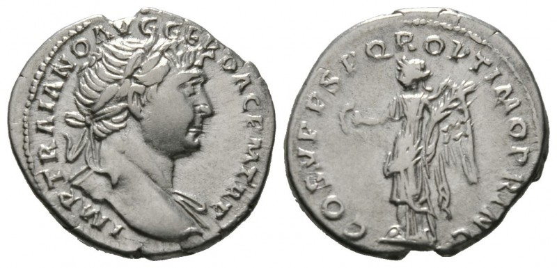 Trajan (98-117), Denarius, Rome, c. 107-8, 3.41g, 19mm. Laureate bust right, sli...