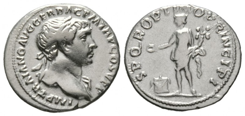 Trajan (98-117), Denarius, Rome, 103-111, 3.34g, 18mm. Laureate bust right, with...