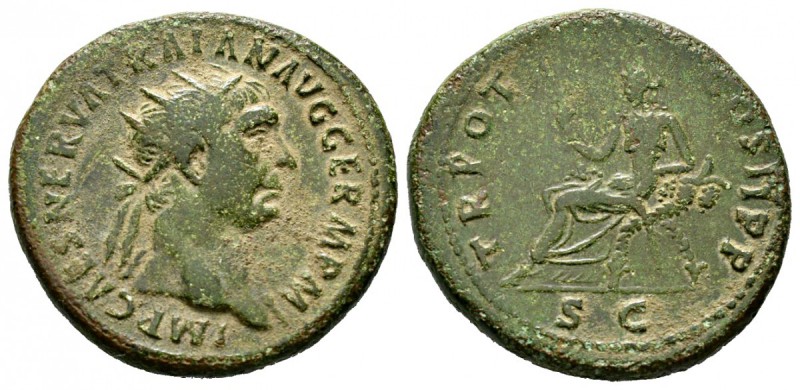 Trajan (98-117), Dupondius, Rome, AD 100, 15.51g, 29mm. Radiate head right / Abu...