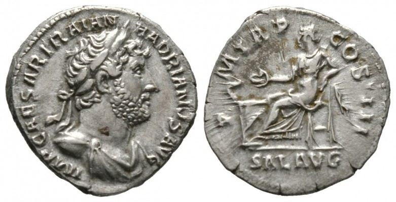 Hadrian (117-138), Denarius, Rome, 119-125, 3.34g, 18mm. Laureate and draped bus...
