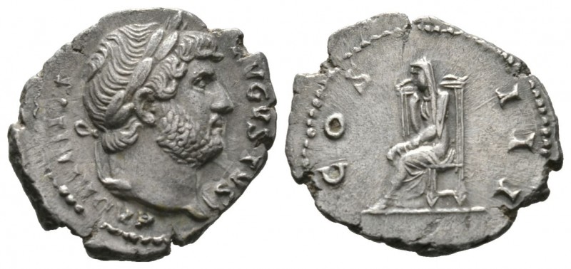 Hadrian (117-138), Denarius, Rome, 124-8, 3.36g, 19mm. Laureate head right, slig...