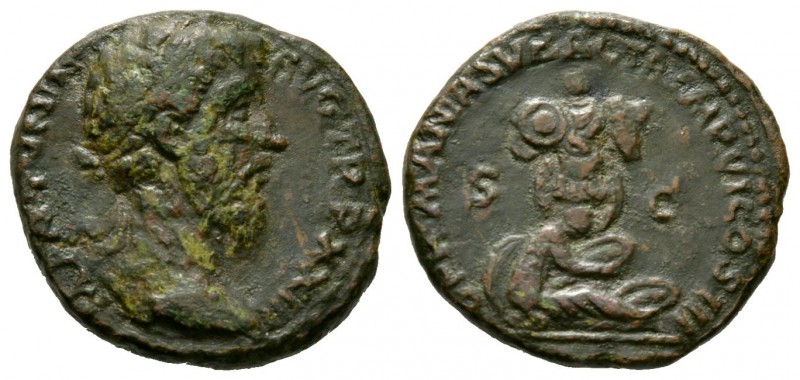 Marcus Aurelius (161-180), As, Rome, 172-3, 8.27g, 24mm. Laureate head right / G...