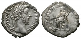 Commodus (177-192), Denarius, Rome, 185-6, 2.54g, 17mm. Laureate, draped and cuirassed bust right / Fortuna seated left, holding rudder and cornucopia...