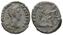 Commodus (177-192), Denarius, Rome, 191-2, 2.96g, 17mm. Laureate head right / Commodus, as Hercules, standing right with foot on prow, resting club on...