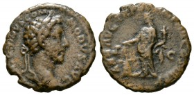 Commodus (180-192), As, Rome, 7.92g, 24mm. Laureate head right / Annona standing holding left, holding corn ears over altar and cornucopia. RIC III 33...