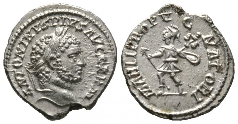 Caracalla (198-217), Denarius, Rome, 212-3, 2.69g, 18mm. Laureate head right / M...