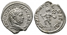 Caracalla (198-217), Denarius, Rome, 212-3, 2.69g, 18mm. Laureate head right / Mars advancing left, holding spear and trophy. RIC IV 223; RSC 150. Goo...