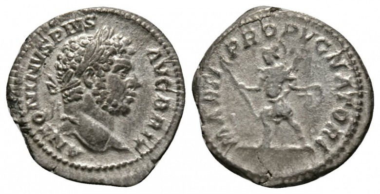 Caracalla (198-217), Denarius, Rome, c. 212-3, 1.59g, 19mm. Laureate head right ...