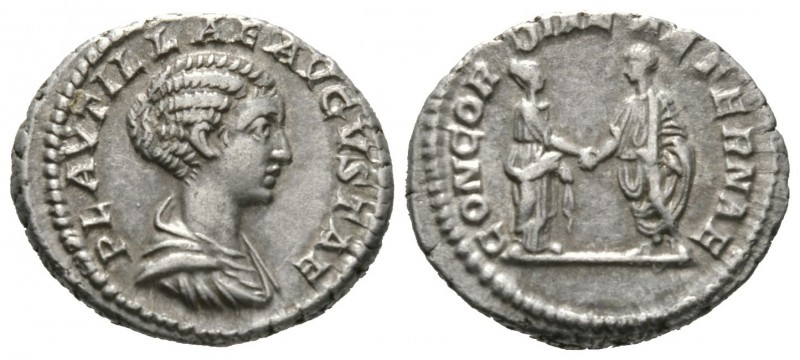 Plautilla (Augusta, 202-205), Denarius, Rome, AD 202, 3.69g, 18mm. Draped bust r...