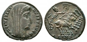 Divus Constantine I (337-340), Æ, Constantinople, 1.65g, 15mm. Veiled head right / Constantine in quadriga right, the hand of God, upper centre, grasp...
