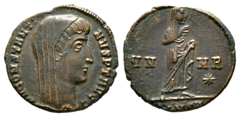 Divus Constantine I (died 337), Æ, Constantinople, 1.52g, 14mm. Veiled head righ...