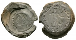 Licinius I (308-324), Unofficial Mould Die of a Thessalonica Follis, c. 313-6, 4.42g, 26mm. Laureate head left / Jupiter standing right, holding victo...