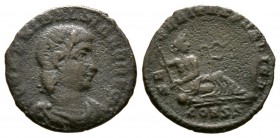 Hannibalianus (Rex Regum, 335-337), Reduced Follis, Constantinople, 336-7, 1.34g, 14mm. Draped and cuirassed bust right / Euphrates reclining right, l...