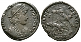 Constantius II (337-361), Æ, Constantinople, 351-5. Pearl-diademed, draped and cuirassed bust right Soldier spearing fallen horseman; Γ//CONSIA-star. ...