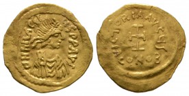 Heraclius (610-641), Tremissis, Constantinople, 610-3, 1.39g, 15mm. Diademed, draped and cuirassed bust right / Cross potent; ς//CONOB. MIB 73a; DOC 5...