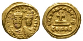 Heraclius and Heraclius Constantine (610-641), Solidus, Carthage, year 2 (613/4). Crowned and draped facing busts of Heraclius and Heraclius Constanti...